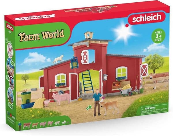 Schleich Farm World 42606 - Stort fjøs med dyr og tilbehør