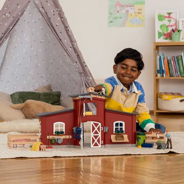 Schleich Farm World 42606 - Stort fjøs med dyr og tilbehør