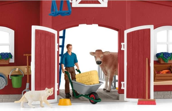 Schleich Farm World 42606 - Stort fjøs med dyr og tilbehør
