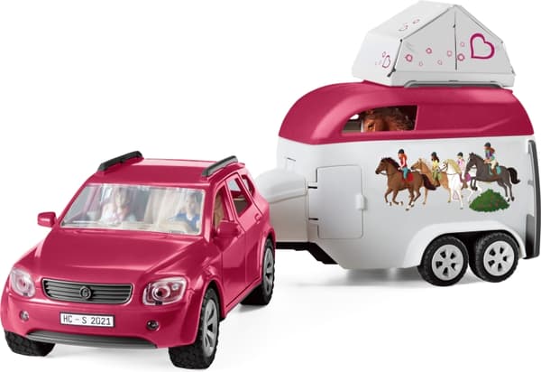 Schleich Horse Club 42535 - Seikkailu autolla ja hevostenkuljetusvaunulla