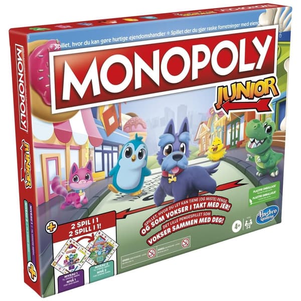 Hasbro Monopoly Junior 2 peliä yhdessä (DK/NO)