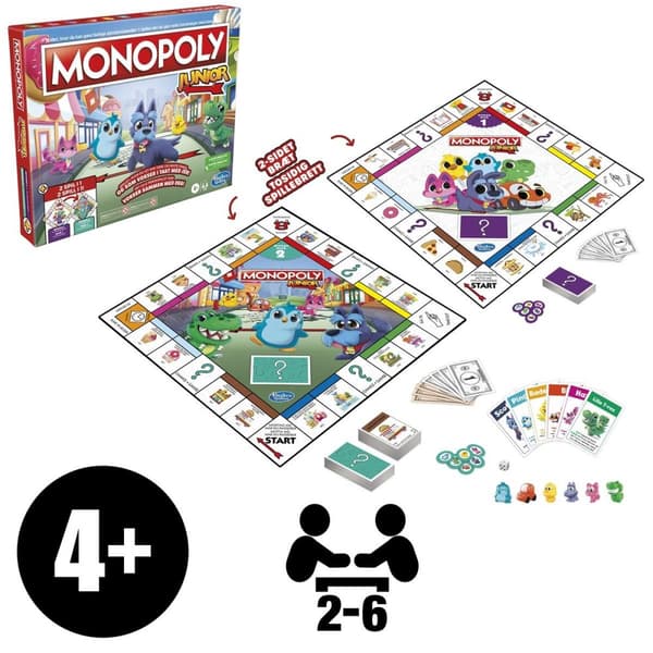 Hasbro Monopoly Junior 2 peliä yhdessä (DK/NO)
