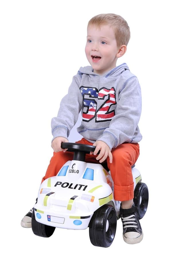 Plasto Pikkulapsi Polisbil SE/NO/FI-tarrat, längd 60 cm, sitt höjd 22 cm i laatikko