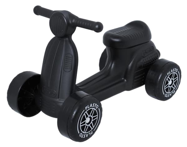 Plasto Sitt spark Scooter med tysta hjul, svart, sitthöjd 22 cm, längd 50cm i box