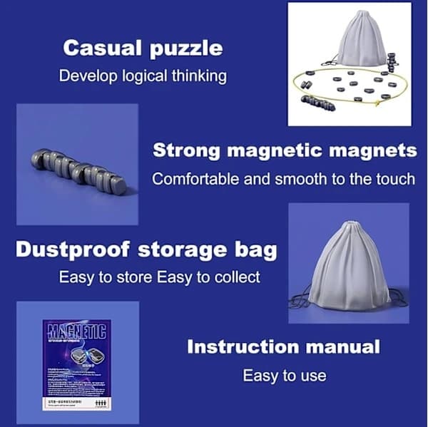 Magnetiska Färdighets Spel – Magnetstenar, Festspel för Familj eller Vänner , För 1 till 4 Spelare, IQ-Spel