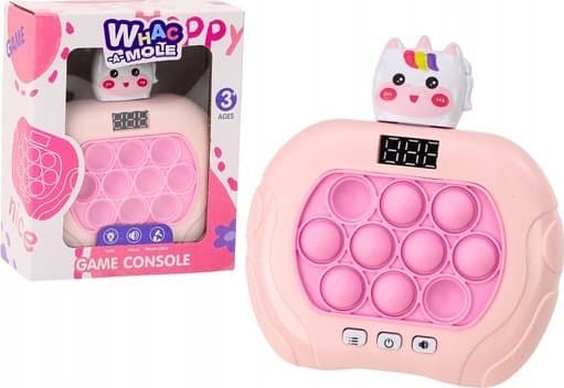 LeanToys Pop-It Wac A Mole Game Unicorn Lights Sounds Pink Sensory