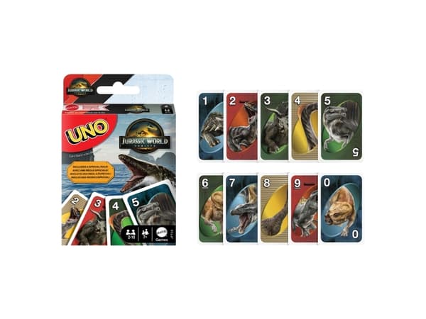 Games UNO Jurassic World Rebirth, Kortspel, Kasta kort, 7 År