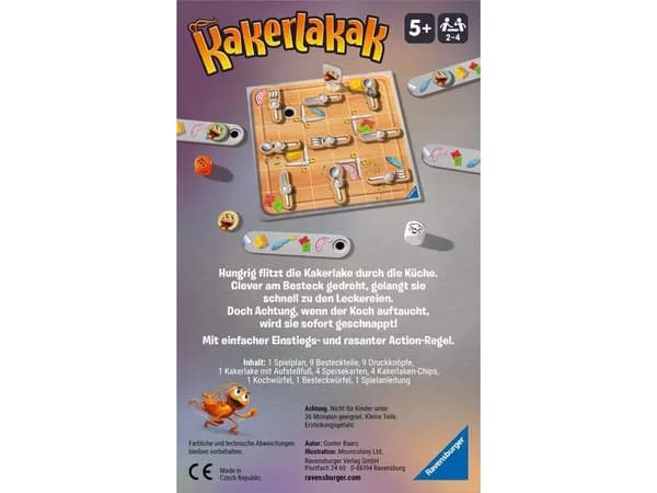 Ravensburger 22446 - Kakerlakak, 2-4 hengen peli, lasten peli 5-vuotiaille, kompakti muoto, matkapeli, matkapeli