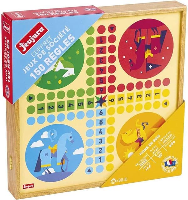 JEUJURA Classic Games Box - 150 regler - Träbönder