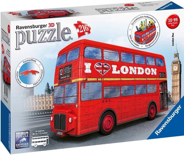 Ravensburger: 3D-pussel 216 bitar 3D London Buss - BrÃ¦tspil