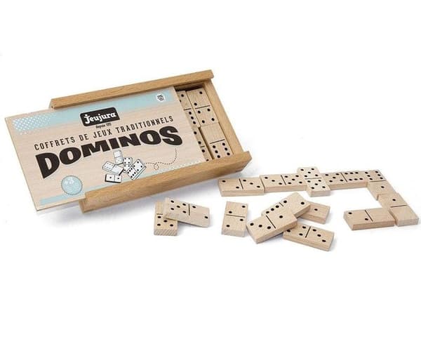 JEUJURA Domino-spel av trä - Trälåda