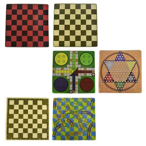 6-i-1 Resespel / Sällskapsspel - Schack / Backgammon / Fia m.m.