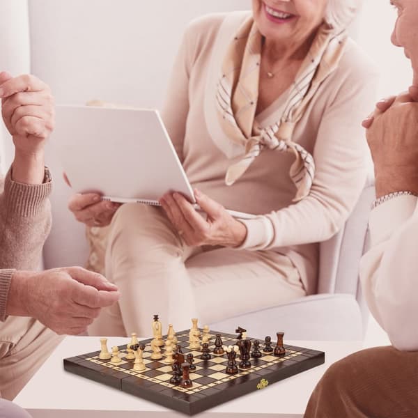 Skakspil skak træ skakbræt med damspil - 2 i 1 skakbrætsæt højkvalitets ...