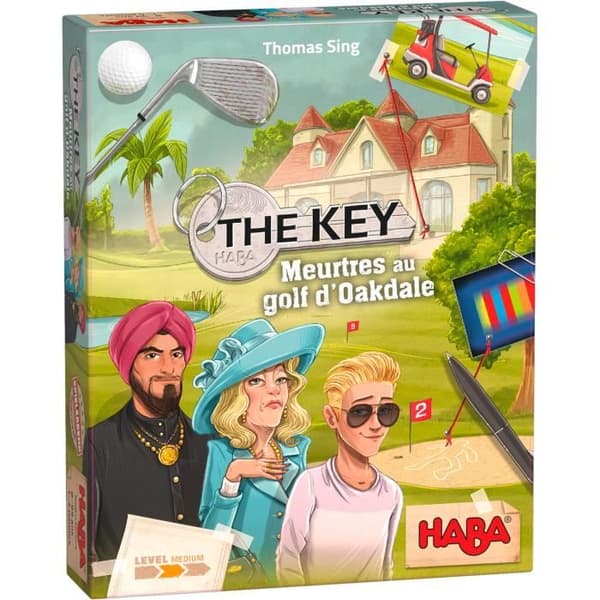 HABA - Nyckelmorden på Oakdale Golf Course - Pussel och ledtrådar Utredning Brädspel - Av Thomas Sing - Barnspel 8 år och äldre