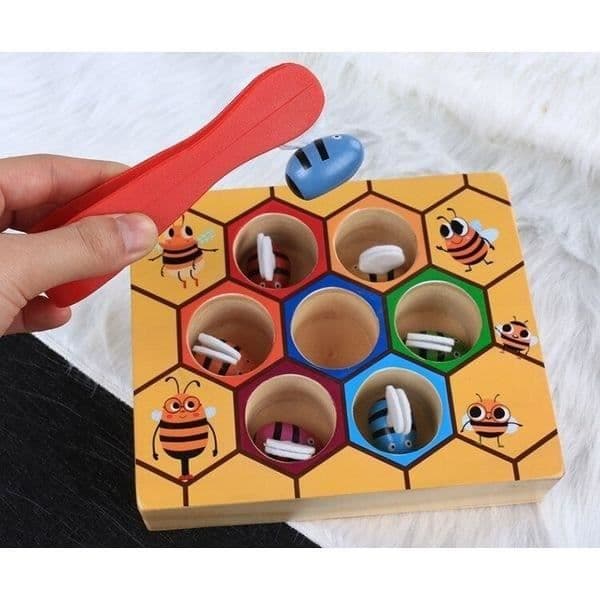 Hive av bin att associera tång klassificering färger montessori spel