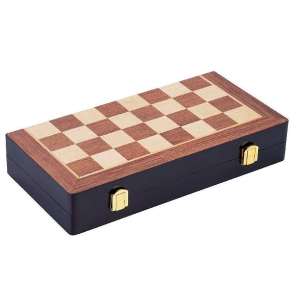 Träfällbart schackspel 38,5x38,5x5,8 cm