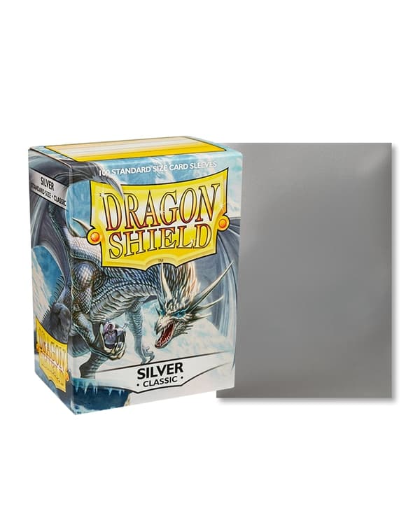 Plastfickor - Dragon Shield - Classic Silver (100 st, 63x88mm) - Brettspil