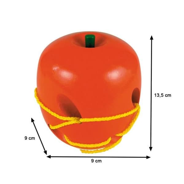 Pedagogiskt snörningsspel i trä för motorik Montessori Apple