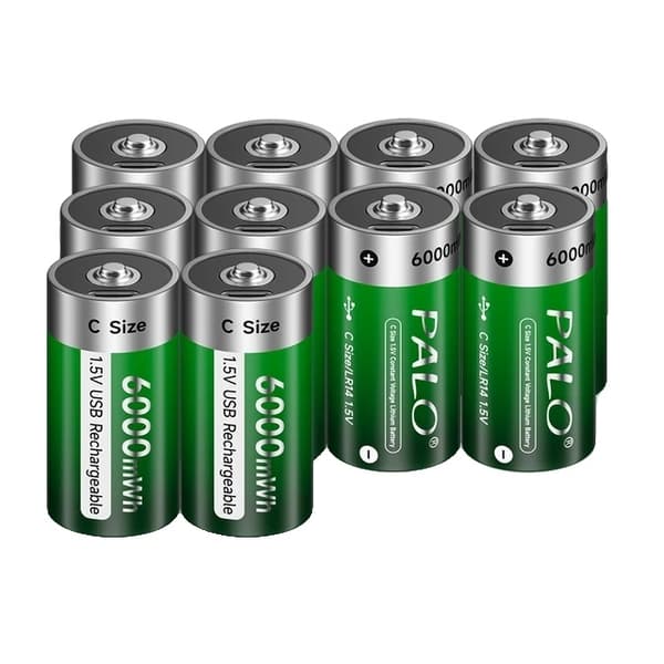 Genopladeligt C-størrelse batteri, 6000mWh, USB-opladning