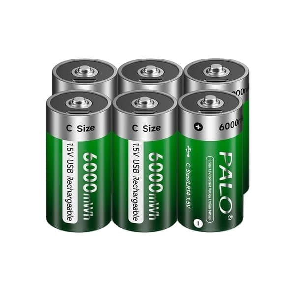 Genopladeligt C-størrelse batteri, 6000mWh, USB-opladning