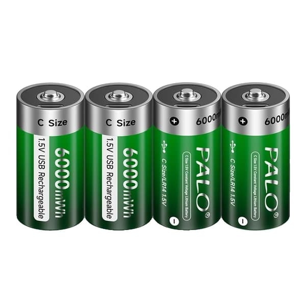 Genopladeligt C-størrelse batteri, 6000mWh, USB-opladning