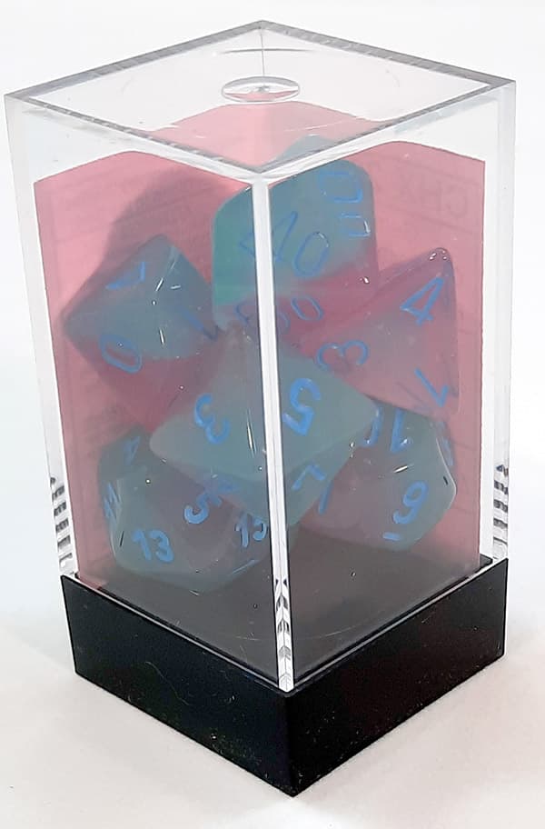 T?rningsset - Gemini Gel Green-Pink w blue Luminary (CHX26464) - Brætspil