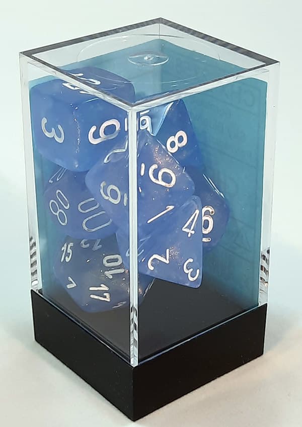 Tärningsset - Borealis Polyhedral Sky Blue w white (CHX27586) - Brädspel