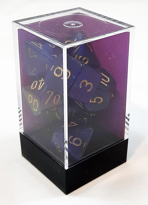 T?rningsset - Borealis Polyhedral Royal Purple w gold Luminary (CHX27587) - Brætspil