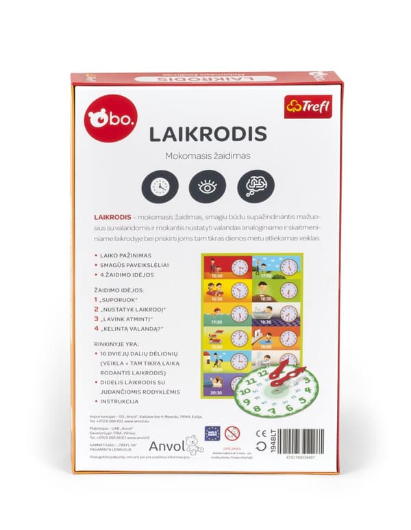 bo. Educational board game "Clock" (In Lithuanian lang.)
