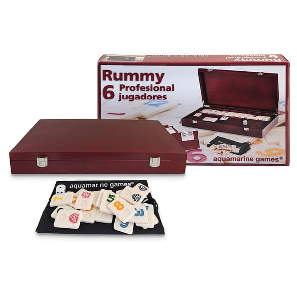 Aquamarine Professionel Etui Sæt Brætspil Rummy Gylden