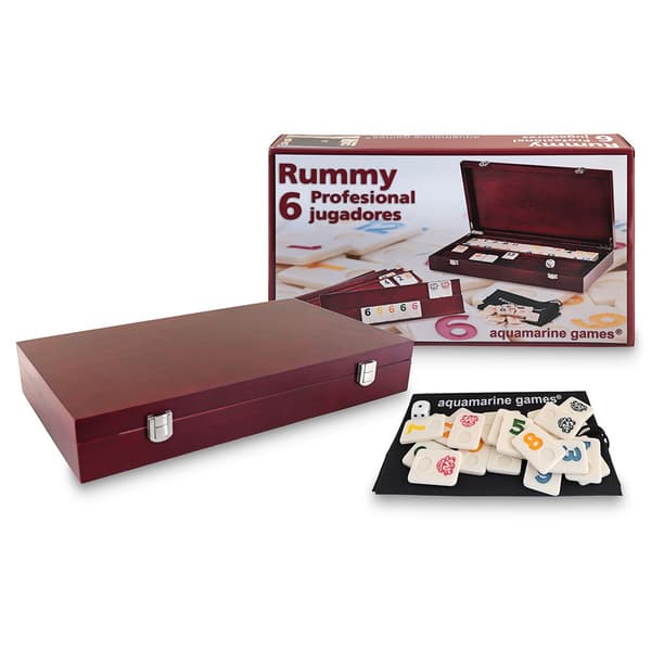 Aquamarine Professionel Etui Sæt Brætspil Rummy Gylden