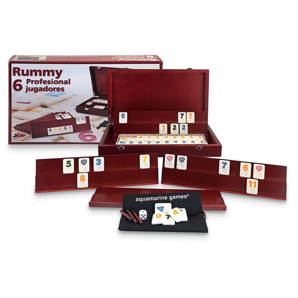 Aquamarine Professionel Etui Sæt Brætspil Rummy Gylden