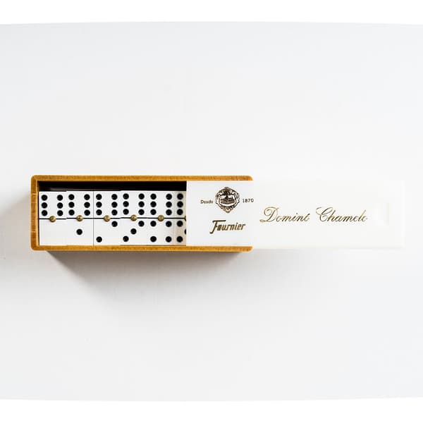 Fournier Sæt Chamelo Elfenben Plastic Box Domino Gylden