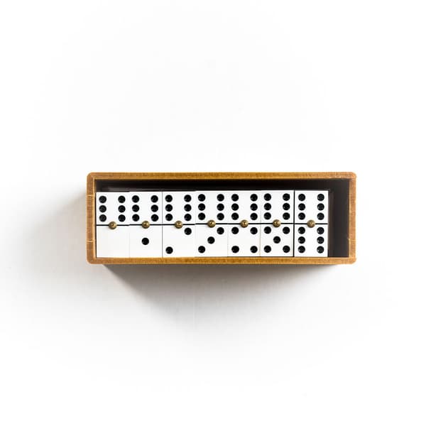 Fournier Sæt Chamelo Elfenben Plastic Box Domino Gylden