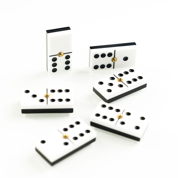 Fournier Set Chamelo Elfenben Plastlåda Domino Guld