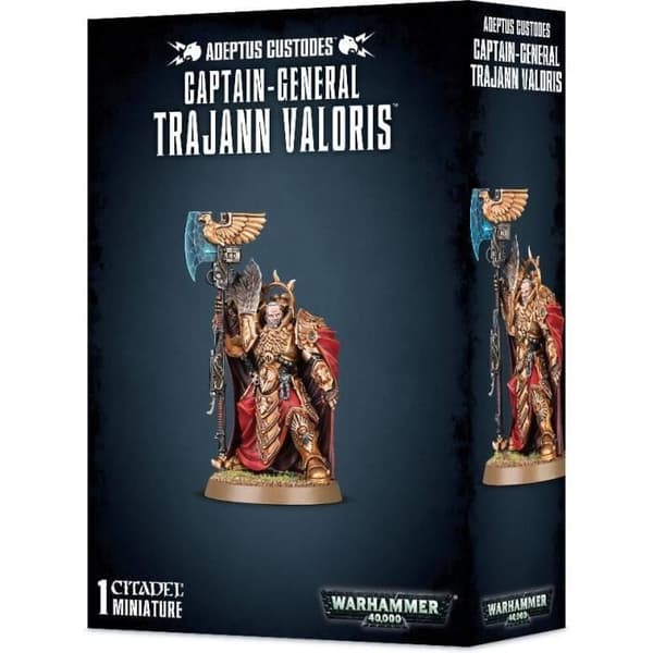 Warhammer 40k Adeptus Custodes Generalkapten Trajann Valoris Guld/röd figur