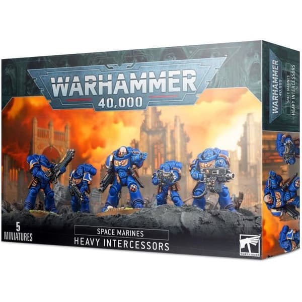 Warhammer 40k Space Marine Primaris Heavy Intercessors Blå figur