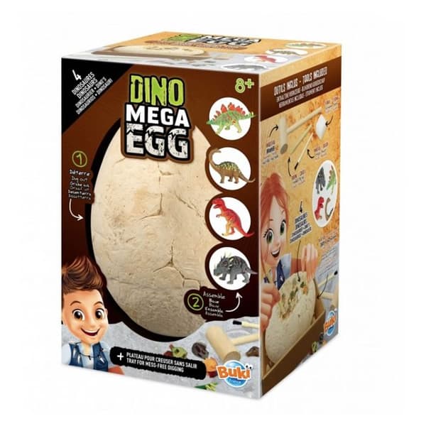 Dinosaur Dig Game - Buki - Mega Dino Egg - 4 Dinosaur Pussel - Verktyg ingår