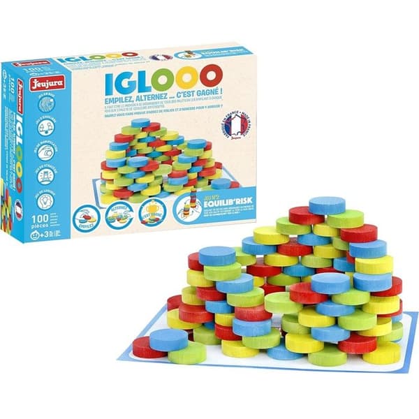 Iglooo 100 Pieces - JEUJURA - Skicklighets- och logikspel med puckar och mattor, spelregler ingår