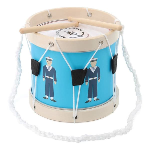Imitationsleksaker - VILAC - Bagad de Lann-Bihoué - Trumma i trä - Blå - D 22 cm