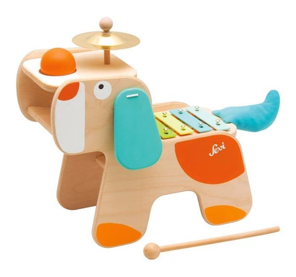 Trudi Sevi 82840 hundmusikbord - musikalisk leksak för 3-åriga barn - beige, brun och blå