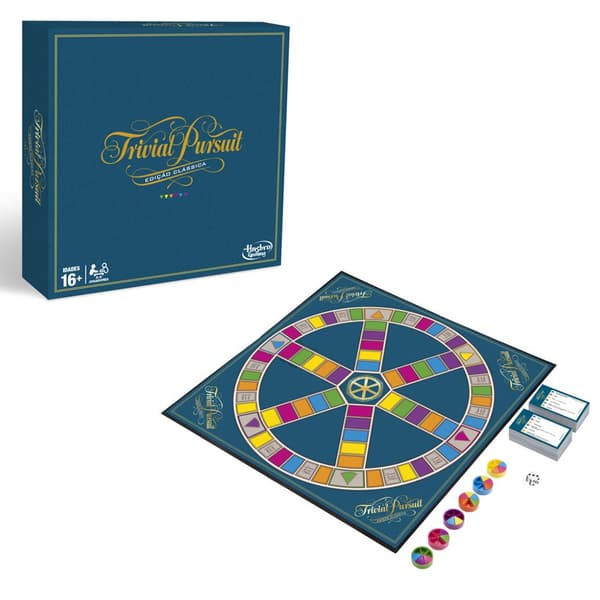 Hasbro Klassisk Udgave Portugisisk Version Brætspil Trivial Pursuit Blå