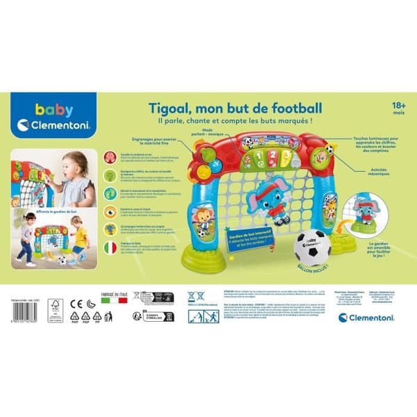Baby Clementoni - Tigoal, mitt fotbollsmål - Tillverkad i Italien