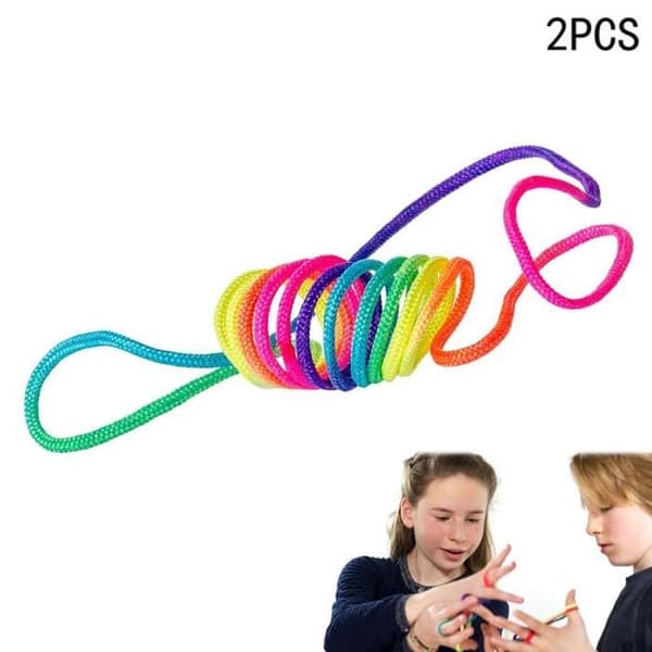 Pack 2 Finger Order Rainbow Rope Finger Game Toy | Fingertwist Rainbow Rope Filament Game Cradle Rainbow Toy Fingertwist