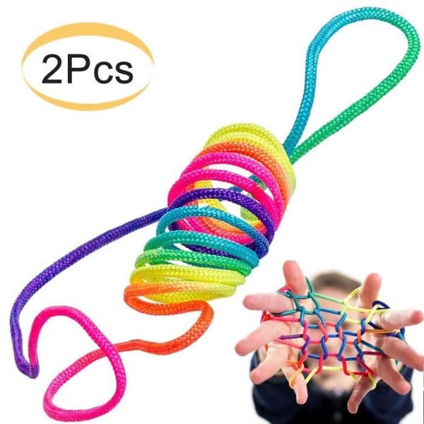 Pack 2 Finger Order Rainbow Rope Finger Game Toy | Fingertwist Rainbow Rope Filament Game Cradle Rainbow Toy Fingertwist