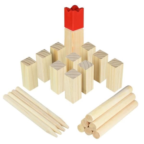 XMTECH Kubb utomhus träspel - Wooden Vikings Swedish Chess Outdoor Game för hela familjen