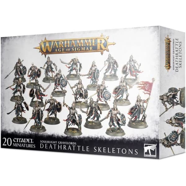 Paket med 20 Soulblight Gravelords Deathrattle Skeletons Games Workshop Warhammer AoS Guld/Grå TU Figurer