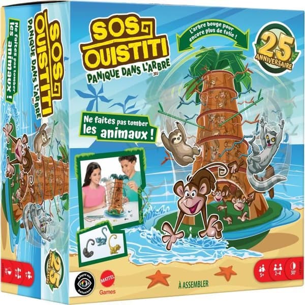 Mattel Games - SOS Marmoset: Panic in the Tree - Family Board Game HTW65