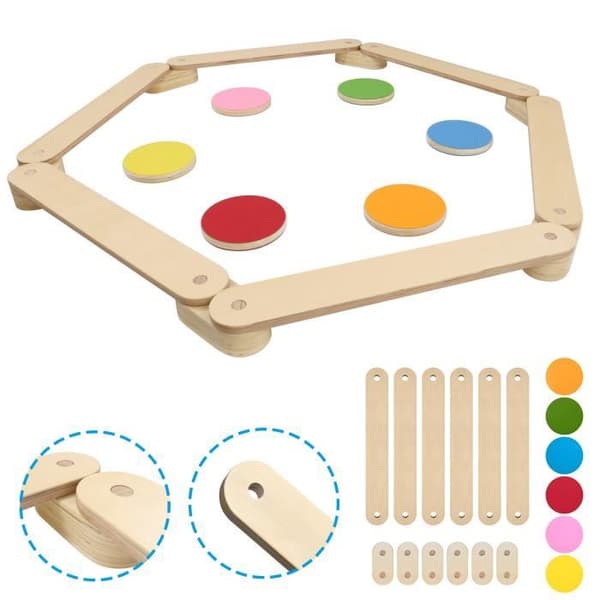 Montessori leksak - XMTECH - Balansbräda i trä - 6 stenar - 3 till 7 år - 40 kg