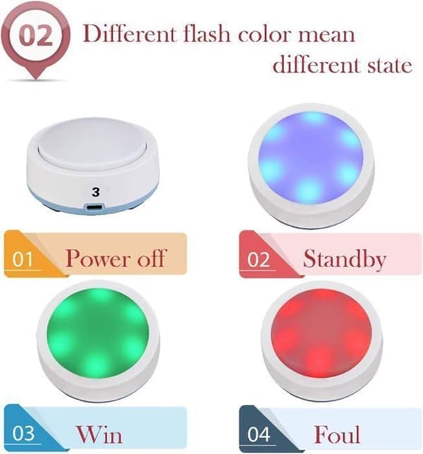 Buzzer System - Retekess - TM101 - 8 Knappar - Flera Svarsalternativ - Flerfärgad LED